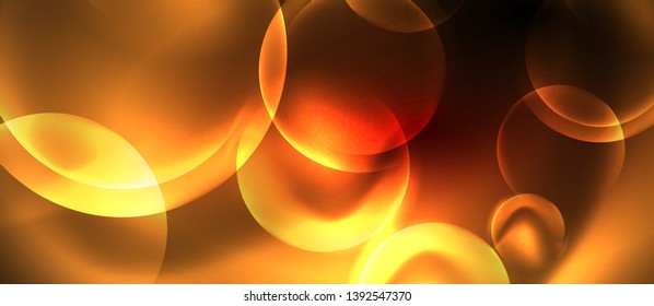 Shiny neon circles abstract background, vector template