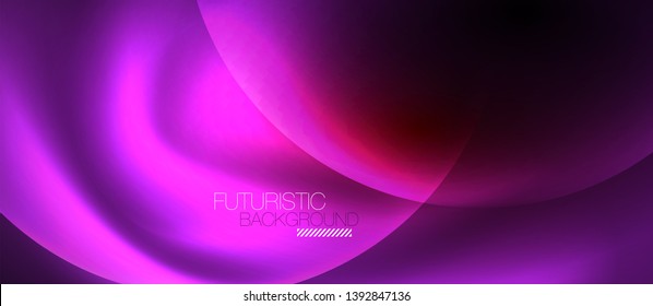 Shiny neon circles abstract background, vector template
