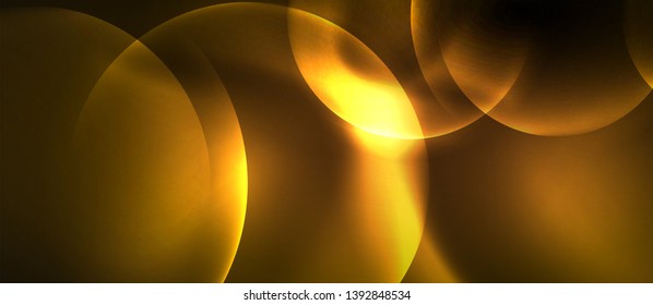 Brillantes círculos de neón fondo abstracto, plantilla vectorial