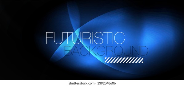 Shiny neon circles abstract background, vector template