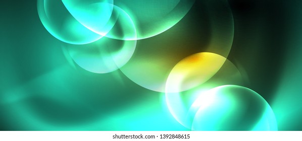 Shiny neon circles abstract background, vector template