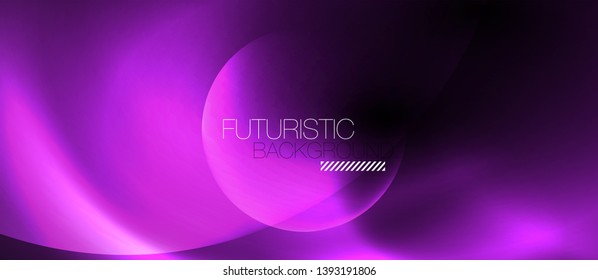 Shiny neon circles abstract background, vector template