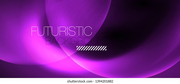 Shiny neon circles abstract background, vector template