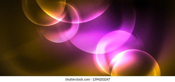 Shiny neon circles abstract background, vector template