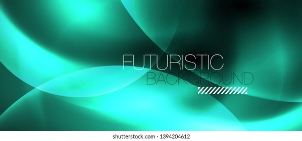 Brillantes círculos de neón fondo abstracto, plantilla vectorial