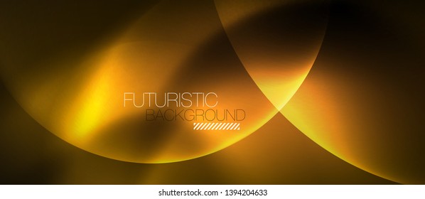 Brillantes círculos de neón fondo abstracto, plantilla vectorial