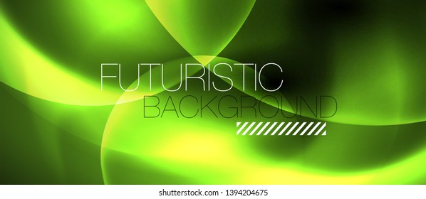 Shiny neon circles abstract background, vector template
