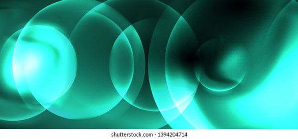 Brillantes círculos de neón fondo abstracto, plantilla vectorial