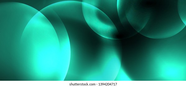 Brillantes círculos de neón fondo abstracto, plantilla vectorial