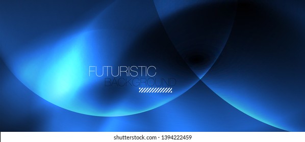 Shiny neon circles abstract background, vector template