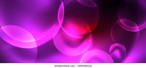 Shiny neon circles abstract background, vector template
