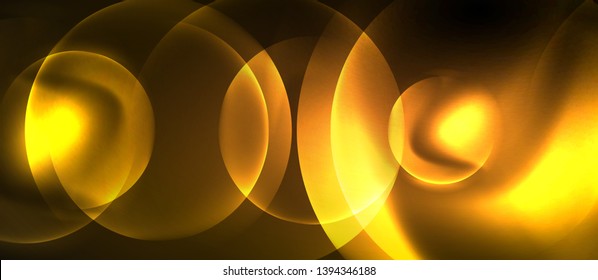 Brillantes círculos de neón fondo abstracto, plantilla vectorial