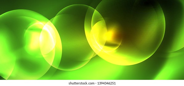 Shiny neon circles abstract background, vector template