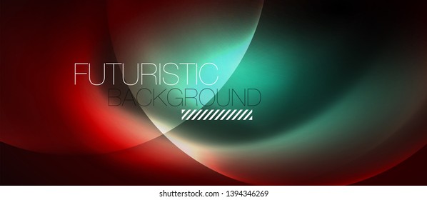 Brillantes círculos de neón fondo abstracto, plantilla vectorial