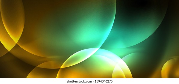 Shiny neon circles abstract background, vector template