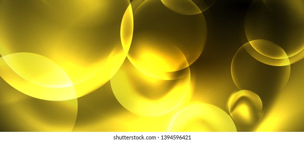 Shiny neon circles abstract background, vector template