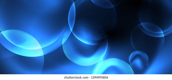 Shiny neon circles abstract background, vector template
