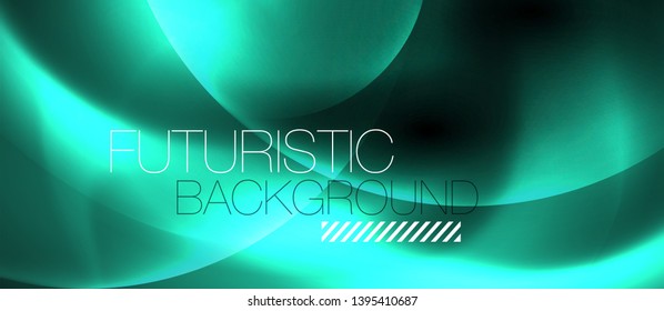 Brillantes círculos de neón fondo abstracto, plantilla vectorial