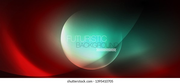 Shiny neon circles abstract background, vector template