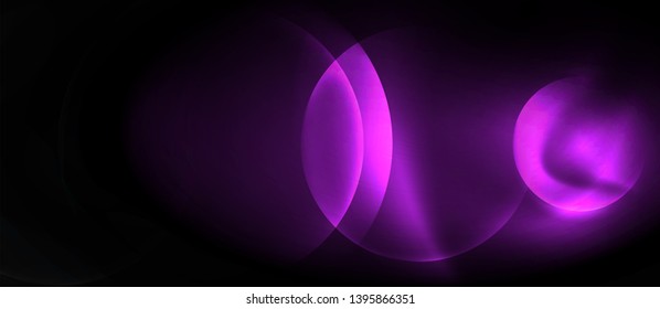 Shiny neon circles abstract background, vector template