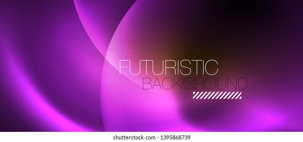Shiny neon circles abstract background, vector template