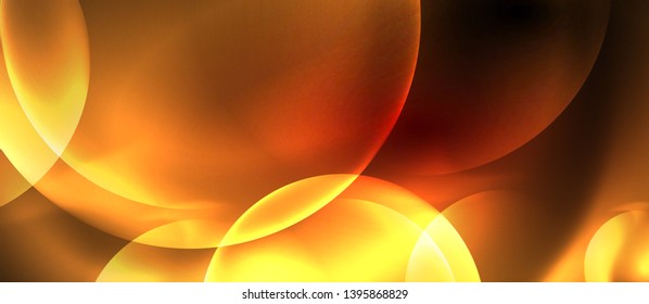 Brillantes círculos de neón fondo abstracto, plantilla vectorial