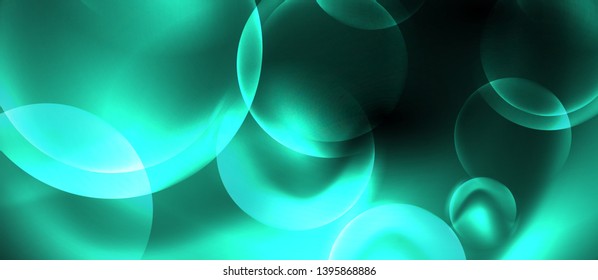 Shiny neon circles abstract background, vector template