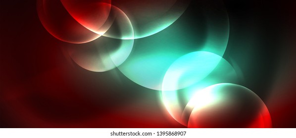 Shiny neon circles abstract background, vector template