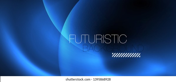 Brillantes círculos de neón fondo abstracto, plantilla vectorial