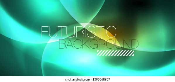 Shiny neon circles abstract background, vector template