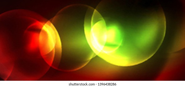 Shiny neon circles abstract background, vector template