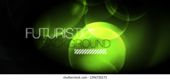 Brillantes círculos de neón fondo abstracto, plantilla vectorial
