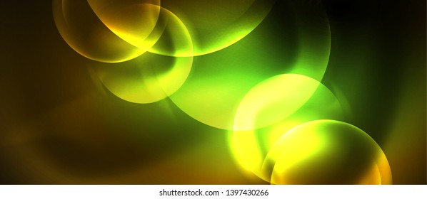 Shiny neon circles abstract background, vector template