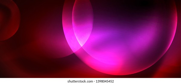 Shiny neon circles abstract background, vector template