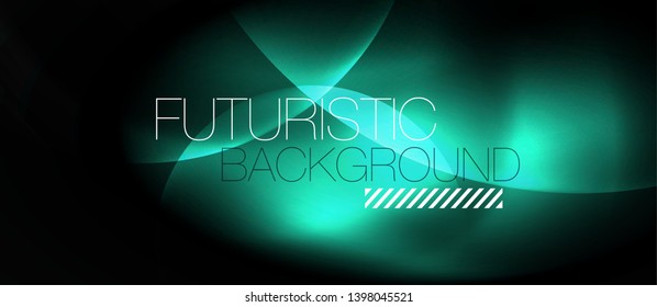 Shiny neon circles abstract background, vector template