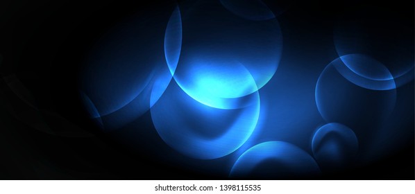 Shiny neon circles abstract background, vector template