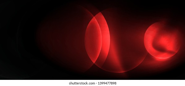 Brillantes círculos de neón fondo abstracto, plantilla vectorial