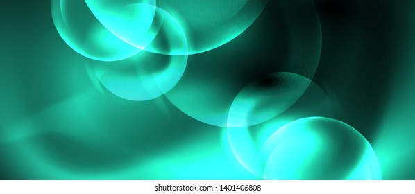 Shiny neon circles abstract background, vector template