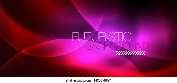 Shiny neon circles abstract background, vector template