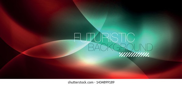 Shiny neon circles abstract background, vector template