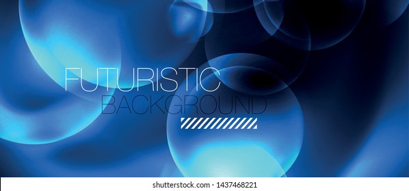 Shiny neon circles abstract background, vector template