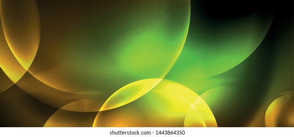 Brillantes círculos de neón fondo abstracto, plantilla vectorial