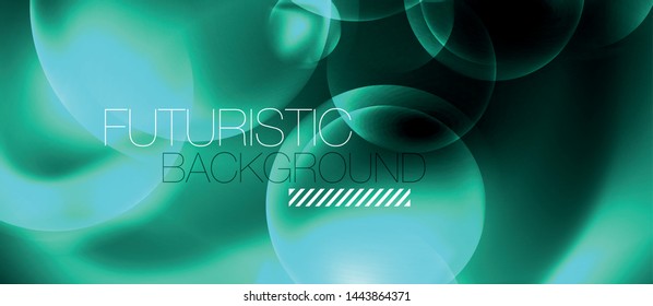 Shiny neon circles abstract background, vector template