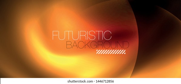 Brillantes círculos de neón fondo abstracto, plantilla vectorial