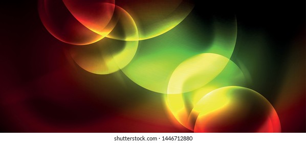 Shiny neon circles abstract background, vector template