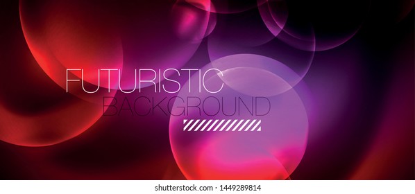 Shiny neon circles abstract background, vector template