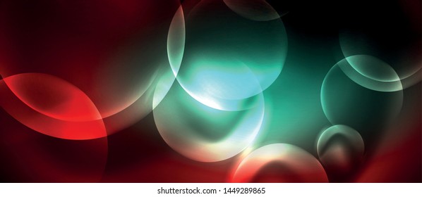 Shiny neon circles abstract background, vector template