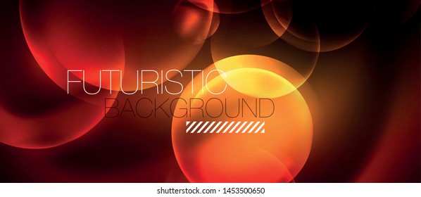 Shiny neon circles abstract background, vector template