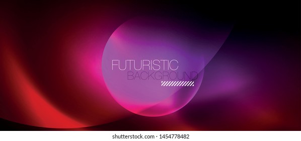 Brillantes círculos de neón fondo abstracto, plantilla vectorial