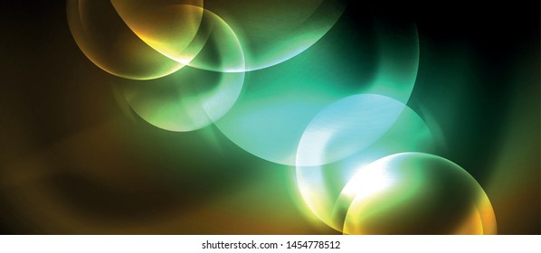Shiny neon circles abstract background, vector template